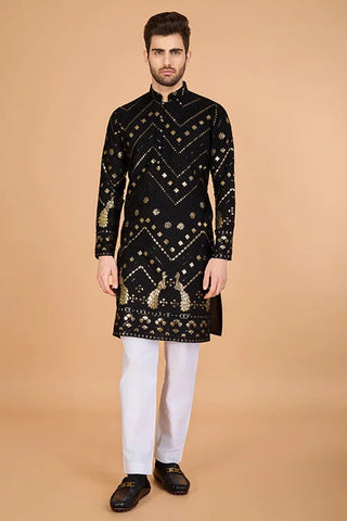 Black Viscose Rayon Men's Kurta  Stylish & Comfortable kurta long Clothsvilla