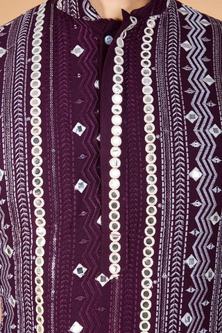 Purple Traditional Look Ethnic Wear Kurta for Men Clothsvilla