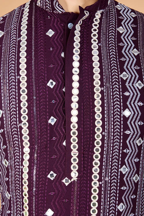 Purple Traditional Look Ethnic Wear Kurta for Men Clothsvilla
