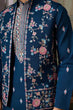 Load image into Gallery viewer, Modern Teal Blue Open Koti Kurta Set for Men Clothsvilla