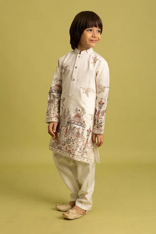 Vantara Designer Kids White Embroidered Kurta Clothsvilla