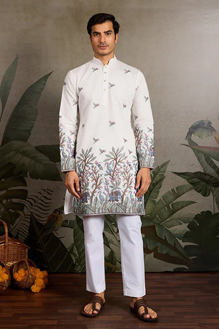 White Embroidered Work Kurta for Groom Wedding Look Clothsvilla