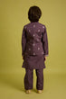 Load image into Gallery viewer, Premium Purple Kids Koti Kurta Pajama Set for Wedding Style Clothsvilla