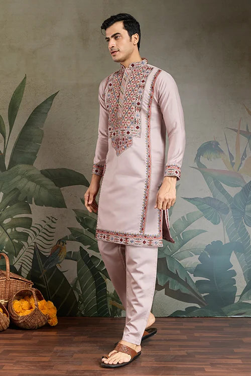 Dusty Pink Ethnic Mens Kurta Pajama for Functions Clothsvilla