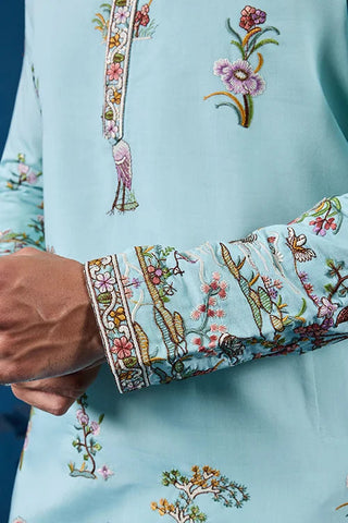 Wedding Celebration Elegant Sky Kurta for Mens Wear Clothsvilla