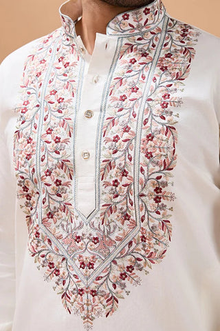 Vibrant Look White Kurta Dupatta Set for Mens Wear Clothsvilla