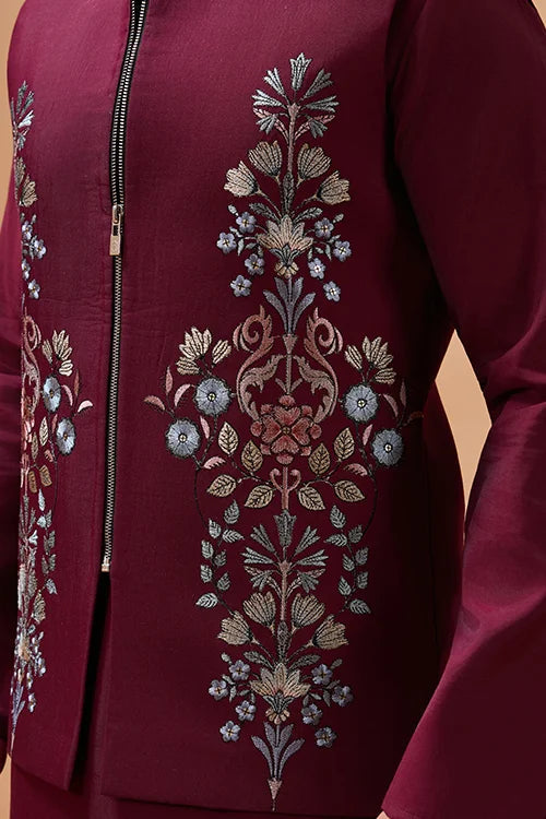 Maroon Color Traditional Special Koti Kurta Set for Men's Wear Clothsvilla