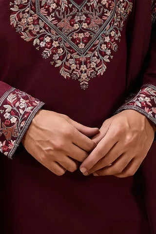 Latest Signature Maroon Kurta and Dupatta for Mens Wear Clothsvilla
