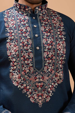 Elegant Teal Blue Kurta with Dupatta for Mens Wear Clothsvilla