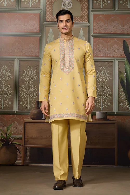 Trending Yellow Haldi Ceremony Koti Kurta for Men Clothsvilla