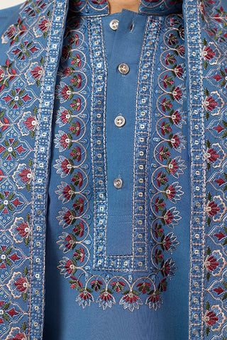 Wedding Royal Look Blue Kurta with Dupatta for Mens Wear Clothsvilla