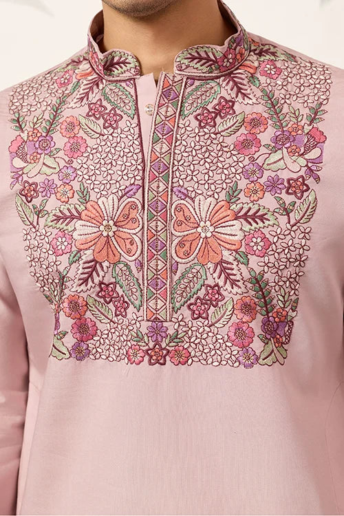 Stylish Dusty Pink Kurta Pant Set for Festive Occasions Clothsvilla
