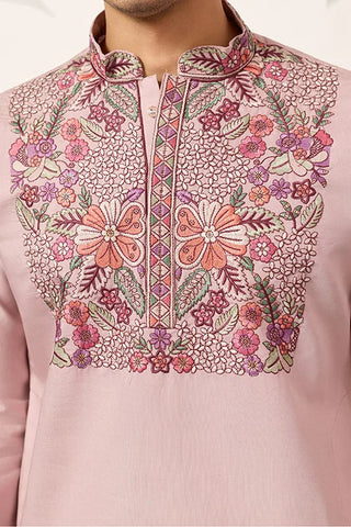 Stylish Dusty Pink Kurta Pant Set for Festive Occasions Clothsvilla
