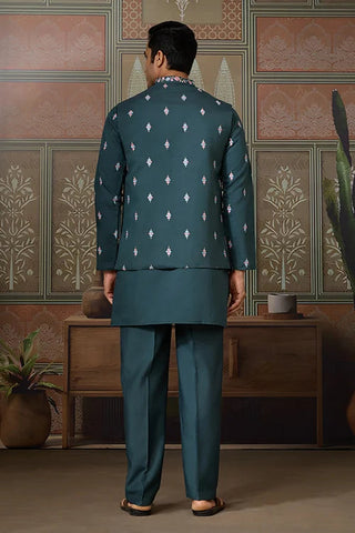 Premium Designer Green Koti Kurta Pair for Men Clothsvilla