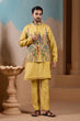 Load image into Gallery viewer, Haldi Ceremony Yellow Embroidered Koti Kurta Set for Mens Clothsvilla