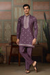 Load image into Gallery viewer, Dusty Purple Wedding Kurta with Matching Koti Set for men Clothsvilla