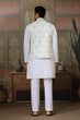 Load image into Gallery viewer, Wedding White Kurta Pajama with Green Koti Style Clothsvilla