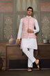 Load image into Gallery viewer, Wedding Pink Koti with White Kurta Pajama Set Clothsvilla
