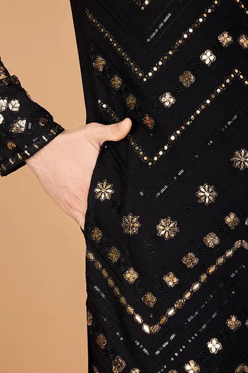 Black Viscose Rayon Men's Kurta  Stylish & Comfortable kurta long Clothsvilla