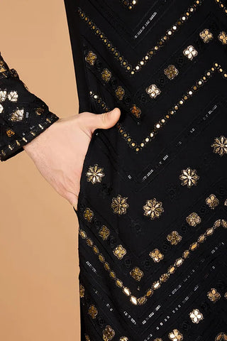 Black Viscose Rayon Men's Kurta  Stylish & Comfortable kurta long Clothsvilla