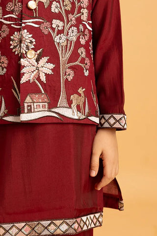 Kids Wedding Special Maroon Koti Kurta Set Outfit Clothsvilla