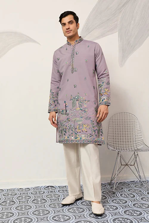Traditional Purple Wedding Kurta for Mens Wear Clothsvilla