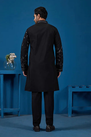Magic Black Embroidered Stylish Kurta Set for Mens Wear Clothsvilla