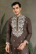Load image into Gallery viewer, Wedding Functions Chocolate Gray Embroidered Kurta Clothsvilla