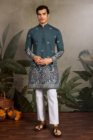 Wedding Special Elegant Festive Green Kurta for Men Clothsvilla
