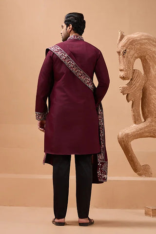 Latest Signature Maroon Kurta and Dupatta for Mens Wear Clothsvilla