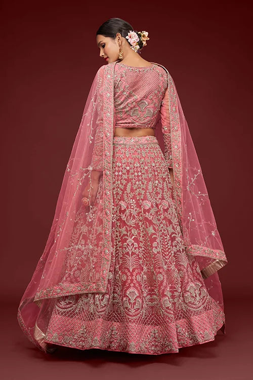Fantasy Rose Color Lehenga Choli for Weddings Clothsvilla