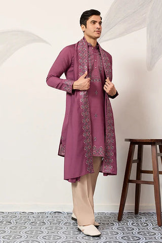 Trendy Pink Color Kurta with Dupatta for Mens Wear Clothsvilla