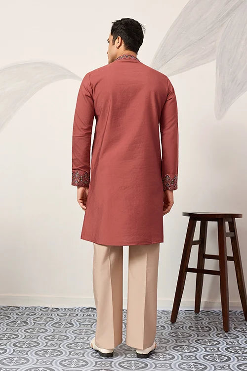 Luxury Royal Look Orange Kurta with Dupatta for Mens Collection Clothsvilla