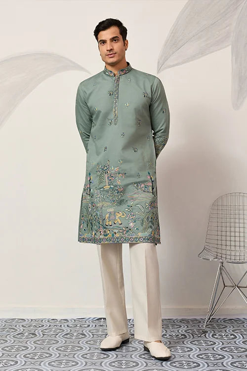 Stylish Pista Mens Wear Kurta for Wedding Occasions Clothsvilla