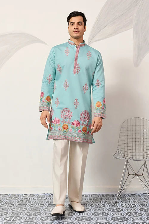 Sky Look Embroidered Work Ready made Mens Wear Kurta Clothsvilla