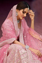 Load image into Gallery viewer, Wedding wear Pink Crop Top Lehenga Choli With Plain And Gota Work ClothsVilla