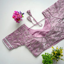 Load image into Gallery viewer, Purple Metalic Jimmy Choo Blouse with Exquisite Sequence Embroidery ClothsVilla