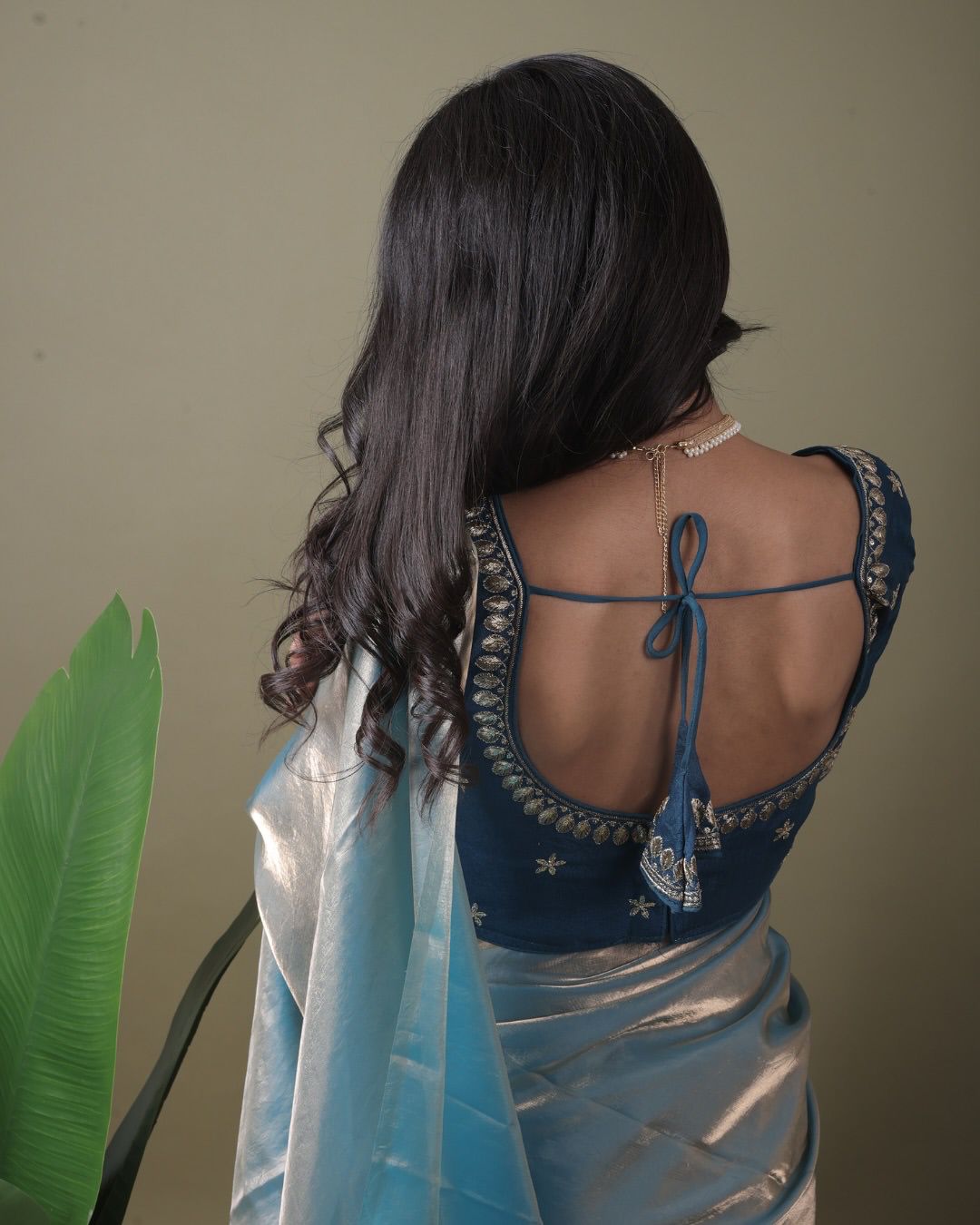 Light Blue Jimmy Choo Organza Saree with  Free Size Stitched Blouse ClothsVilla
