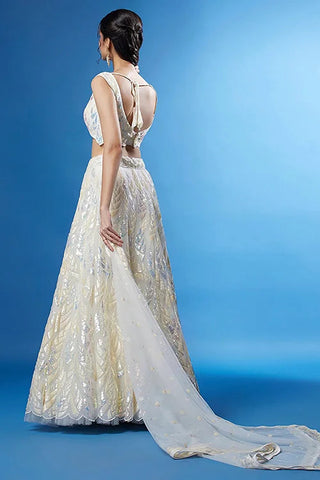 White Soft Net Bollywood Sequins Lehenga Set Online Clothsvilla