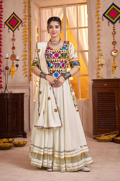 Premium White Cotton Chaniya Choli for Navratri Clothsvilla Main image