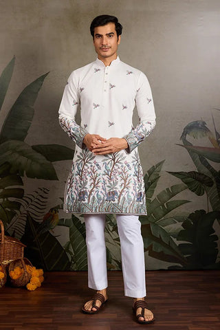 White Embroidered Work Kurta for Groom Wedding Look Clothsvilla