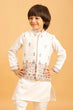 Load image into Gallery viewer, Premium White Mirror Work Koti Kurta Set for Boys Clothsvilla
