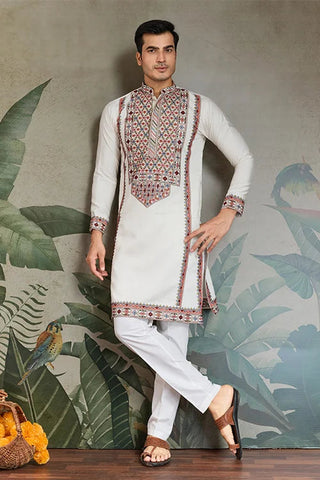 Wedding Special White Embroidered Kurta for Men Clothsvilla