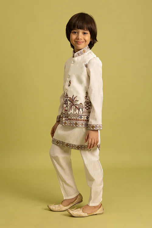 Elegant White Koti Kurta Set for Boys 6 to 12 Year Clothsvilla