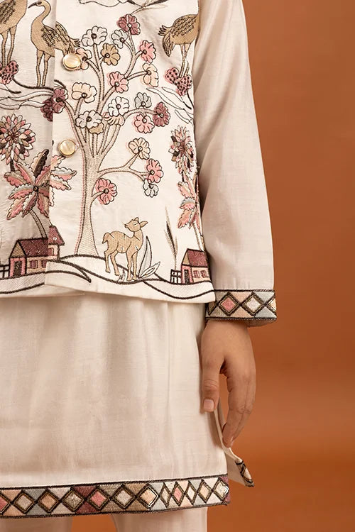 Elegant White Koti Kurta Set for Kids Traditional Wear Clothsvilla