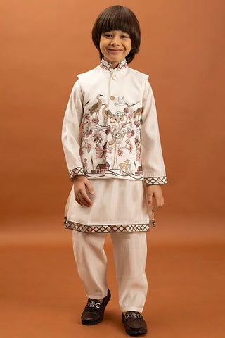 Elegant White Koti Kurta Set for Kids Traditional Wear Clothsvilla