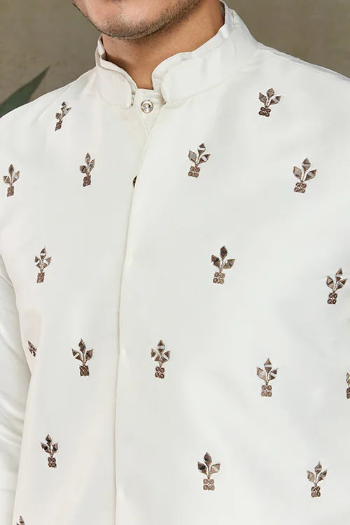 Cultural Function Special White Color Kurta Koti for Men Clothsvilla