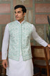 Load image into Gallery viewer, Wedding White Kurta Pajama with Green Koti Style Clothsvilla