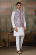 Load image into Gallery viewer, Classic White Mens Kurta Pajama with Stylish Purple Koti Clothsvilla