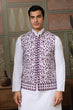 Load image into Gallery viewer, Classic White Mens Kurta Pajama with Stylish Purple Koti Clothsvilla